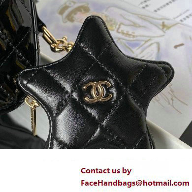 chanel Mirror Calfskin, Calfskin  &  Gold-Tone Metal Mini Flap Bag  &  Star Coin Purse AS4646 Black 2024